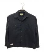 Schottショット）の古着「HV SHIRT PLAIN/ヘンプビスコース シャツ」｜ブラック