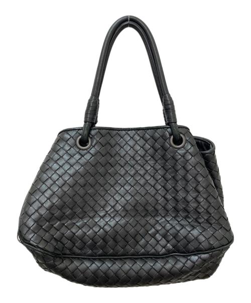 BOTTEGA VENETA（ボッテガベネタ）BOTTEGA VENETA (ボッテガベネタ) イントレチャートレザーハンドバッグ ブラックの古着・服飾アイテム
