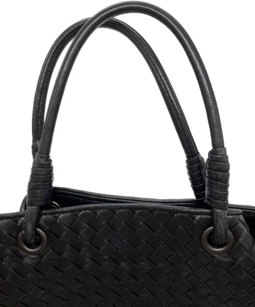 BOTTEGA VENETA（ボッテガベネタ）BOTTEGA VENETA (ボッテガベネタ) イントレチャートレザーハンドバッグ ブラックの古着・服飾アイテム