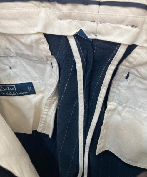 RALPH LAUREN（ラルフローレン）RALPH LAUREN (ラルフローレン) シンチバックストライプパンツ ネイビー サイズ:32の古着・服飾アイテム