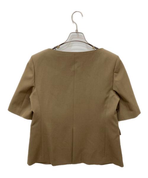EMOELLE（エモエレ）EMOELLE (エモエレ) スリットネックハーフスリーブジャケット ブラウン サイズ:Ｆの古着・服飾アイテム