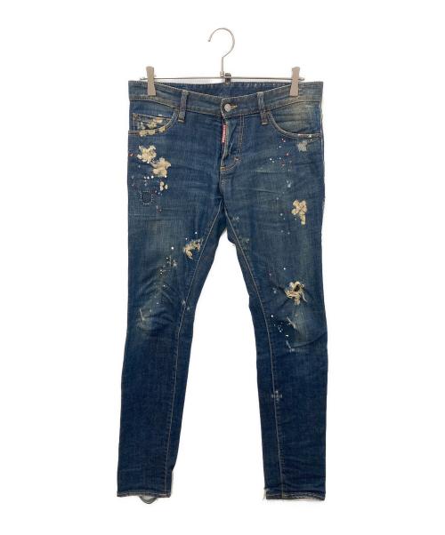 DSQUARED2（ディースクエアード）DSQUARED2 (ディースクエアード) ダメージ加工デニムパンツ インディゴ サイズ:46の古着・服飾アイテム