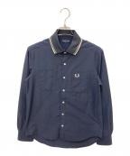 FRED PERRYフレッドペリー）の古着「RIB COLLAR LONG SLEEVE SHIRT」｜ネイビー