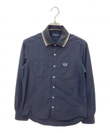 FRED PERRY（フレッドペリー）の古着「RIB COLLAR LONG SLEEVE SHIRT」｜ネイビー