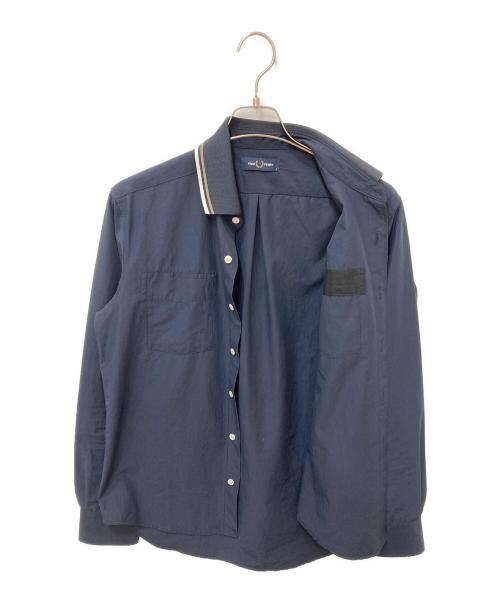 FRED PERRY（フレッドペリー）FRED PERRY (フレッドペリー) RIB COLLAR LONG SLEEVE SHIRT ネイビー サイズ:Mの古着・服飾アイテム