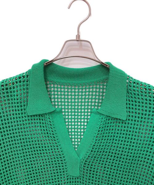 Spick and Span（スピック＆スパン）Spick and Span (スピック＆スパン) メッシュポロシャツハーフスリーブニット グリーン サイズ:記載なしの為実寸参照の古着・服飾アイテム