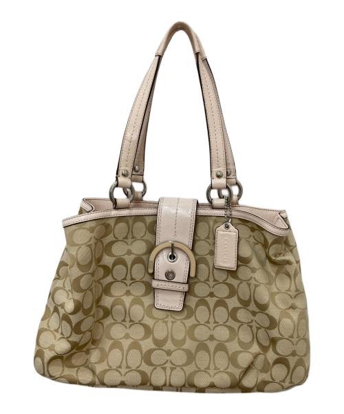 COACH（コーチ）COACH (コーチ) ソーホーシグネチャー トートバッグ ベージュの古着・服飾アイテム