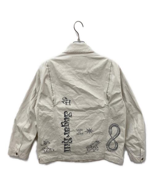 SUGARHILL（シュガーヒル）SUGARHILL (シュガーヒル) TATTOO STUDIO YAMADA (タトゥースタジオヤマダ) Tattoo Flash Print Pocket Denim Jacket ベージュ サイズ:2の古着・服飾アイテム