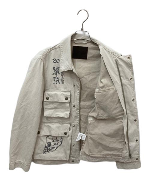 SUGARHILL（シュガーヒル）SUGARHILL (シュガーヒル) TATTOO STUDIO YAMADA (タトゥースタジオヤマダ) Tattoo Flash Print Pocket Denim Jacket ベージュ サイズ:2の古着・服飾アイテム