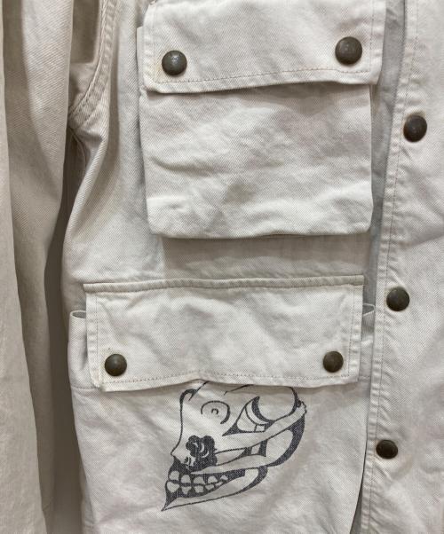 SUGARHILL（シュガーヒル）SUGARHILL (シュガーヒル) TATTOO STUDIO YAMADA (タトゥースタジオヤマダ) Tattoo Flash Print Pocket Denim Jacket ベージュ サイズ:2の古着・服飾アイテム