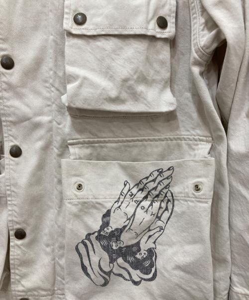 SUGARHILL（シュガーヒル）SUGARHILL (シュガーヒル) TATTOO STUDIO YAMADA (タトゥースタジオヤマダ) Tattoo Flash Print Pocket Denim Jacket ベージュ サイズ:2の古着・服飾アイテム