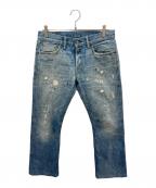 RRLダブルアールエル）の古着「SLIM BOOT CUT ダメージ加工デニムパンツ」｜インディゴ