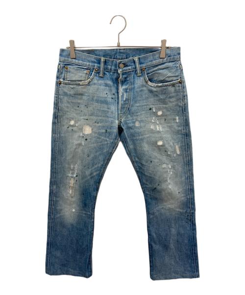 RRL（ダブルアールエル）RRL (ダブルアールエル) SLIM BOOT CUT ダメージ加工デニムパンツ インディゴ サイズ:31の古着・服飾アイテム