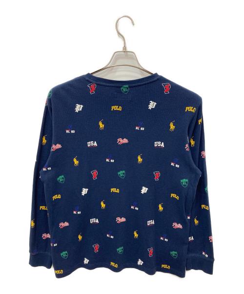 POLO RALPH LAUREN（ポロ・ラルフローレン）POLO RALPH LAUREN (ポロ・ラルフローレン) 総柄ロングスリーブカットソー ネイビー サイズ:XLの古着・服飾アイテム