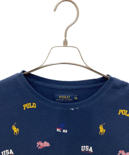 POLO RALPH LAUREN（ポロ・ラルフローレン）POLO RALPH LAUREN (ポロ・ラルフローレン) 総柄ロングスリーブカットソー ネイビー サイズ:XLの古着・服飾アイテム