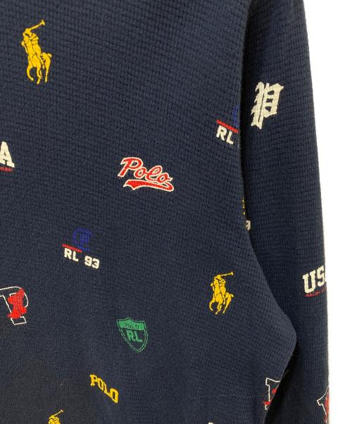 POLO RALPH LAUREN（ポロ・ラルフローレン）POLO RALPH LAUREN (ポロ・ラルフローレン) 総柄ロングスリーブカットソー ネイビー サイズ:XLの古着・服飾アイテム