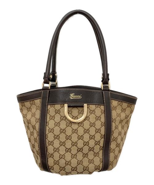 GUCCI（グッチ）GUCCI (グッチ) GG柄アビーハンドバッグ　 ベージュ×ダークブラウンの古着・服飾アイテム