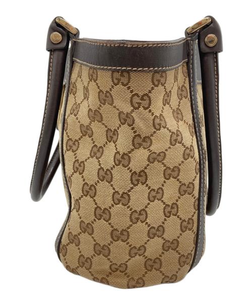 GUCCI（グッチ）GUCCI (グッチ) GG柄アビーハンドバッグ　 ベージュ×ダークブラウンの古着・服飾アイテム