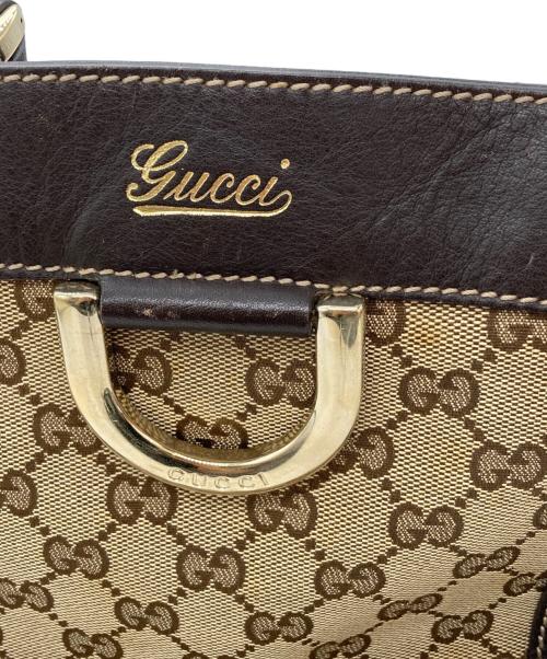 GUCCI（グッチ）GUCCI (グッチ) GG柄アビーハンドバッグ　 ベージュ×ダークブラウンの古着・服飾アイテム