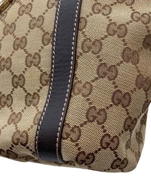 GUCCI（グッチ）GUCCI (グッチ) GG柄アビーハンドバッグ　 ベージュ×ダークブラウンの古着・服飾アイテム