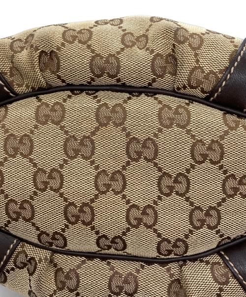 GUCCI（グッチ）GUCCI (グッチ) GG柄アビーハンドバッグ　 ベージュ×ダークブラウンの古着・服飾アイテム