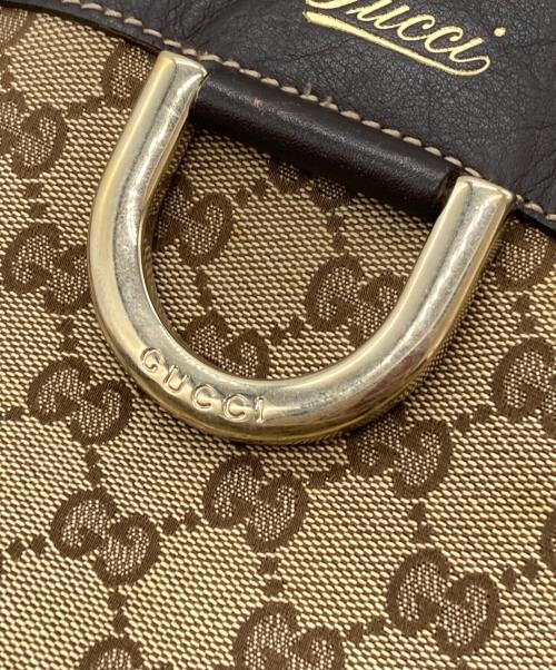 GUCCI（グッチ）GUCCI (グッチ) GG柄アビーハンドバッグ　 ベージュ×ダークブラウンの古着・服飾アイテム