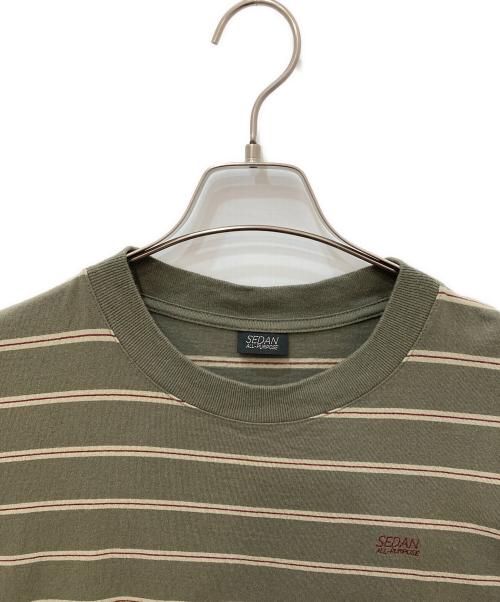 SEDAN ALL-PURPOSE（セダンオールパーパス）SEDAN ALL-PURPOSE (セダンオールパーパス) Striped S/S Tee グリーン サイズ:XXLの古着・服飾アイテム