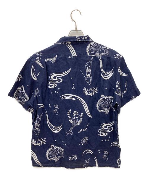 POLO RALPH LAUREN（ポロ・ラルフローレン）POLO RALPH LAUREN (ポロ・ラルフローレン) オープンカラーリネンシャツ ネイビー サイズ:Ｌの古着・服飾アイテム