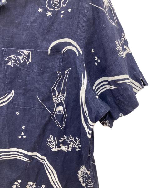 POLO RALPH LAUREN（ポロ・ラルフローレン）POLO RALPH LAUREN (ポロ・ラルフローレン) オープンカラーリネンシャツ ネイビー サイズ:Ｌの古着・服飾アイテム