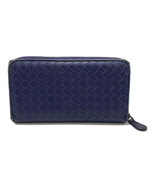BOTTEGA VENETA（ボッテガベネタ）BOTTEGA VENETA (ボッテガベネタ) イントレチャート長財布 ネイビーの古着・服飾アイテム