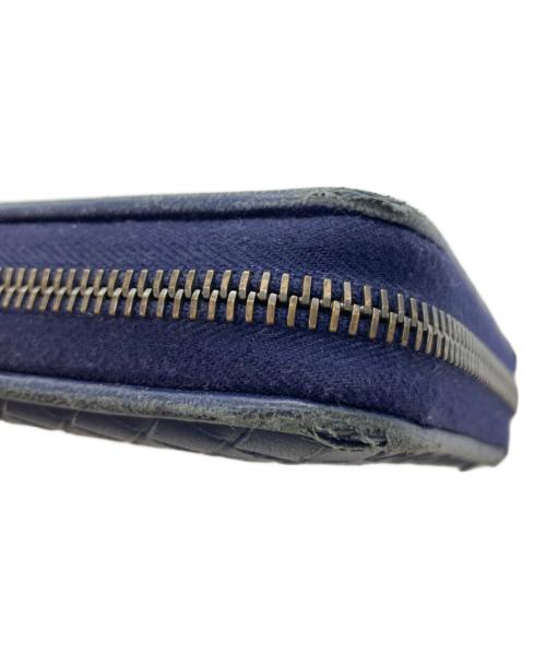 BOTTEGA VENETA（ボッテガベネタ）BOTTEGA VENETA (ボッテガベネタ) イントレチャート長財布 ネイビーの古着・服飾アイテム