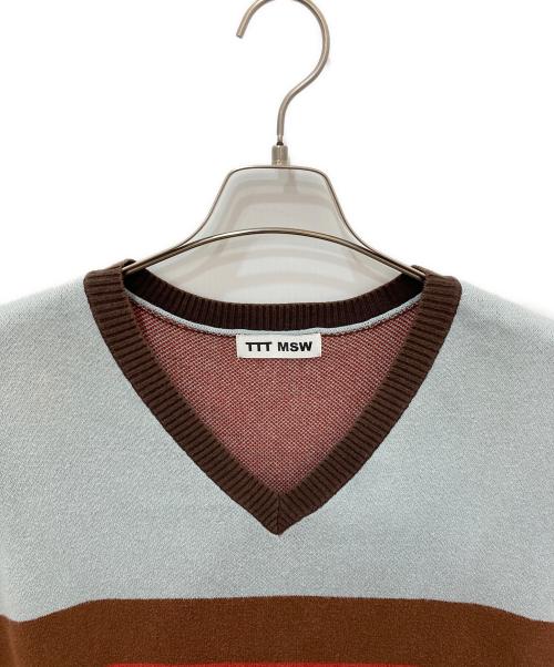 TTT MSW（ティー）TTT MSW (ティー) Border Knit Vestニットベスト ブルー サイズ:XLの古着・服飾アイテム
