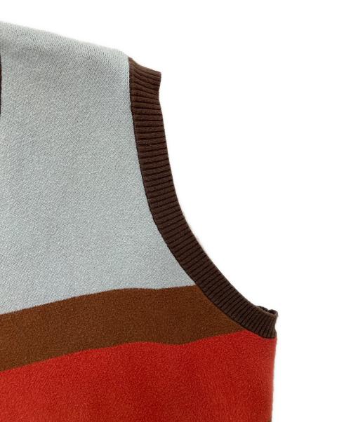 TTT MSW（ティー）TTT MSW (ティー) Border Knit Vestニットベスト ブルー サイズ:XLの古着・服飾アイテム
