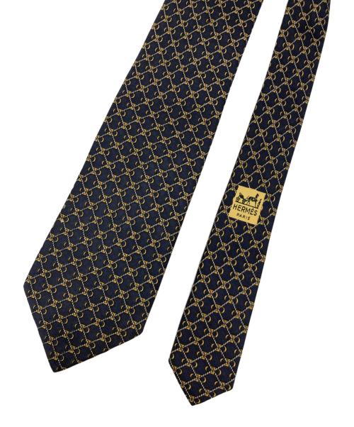 HERMES（エルメス）HERMES (エルメス) シルクネクタイ ネイビー サイズ:記載なしの為実寸参照の古着・服飾アイテム