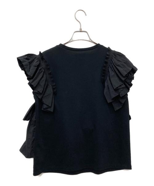 UNITED ARROWS（ユナイテッドアローズ）UNITED ARROWS (ユナイテッドアローズ) コンビプリーツTシャツ ブラック サイズ:FREEの古着・服飾アイテム