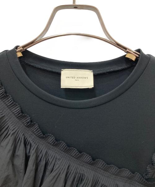 UNITED ARROWS（ユナイテッドアローズ）UNITED ARROWS (ユナイテッドアローズ) コンビプリーツTシャツ ブラック サイズ:FREEの古着・服飾アイテム
