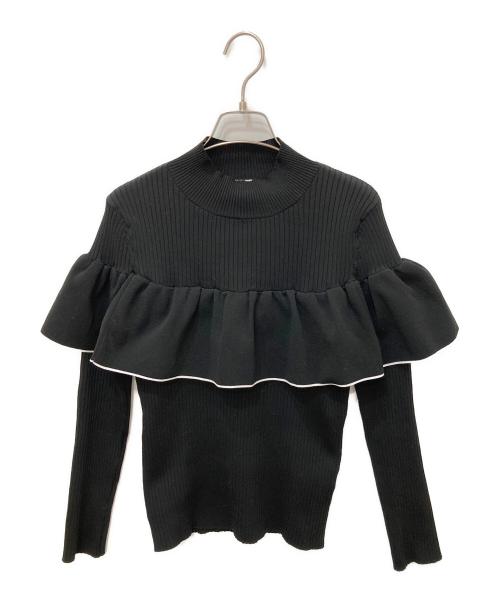 UNITED ARROWS（ユナイテッドアローズ）UNITED ARROWS (ユナイテッドアローズ) ラッフルフリルニット ブラック サイズ:Fの古着・服飾アイテム