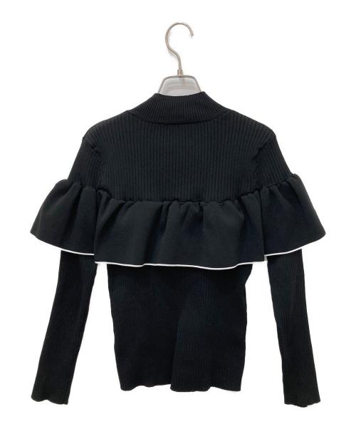 UNITED ARROWS（ユナイテッドアローズ）UNITED ARROWS (ユナイテッドアローズ) ラッフルフリルニット ブラック サイズ:Fの古着・服飾アイテム
