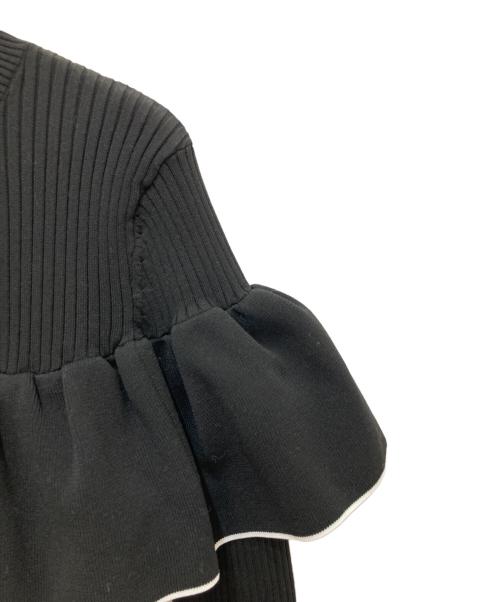 UNITED ARROWS（ユナイテッドアローズ）UNITED ARROWS (ユナイテッドアローズ) ラッフルフリルニット ブラック サイズ:Fの古着・服飾アイテム