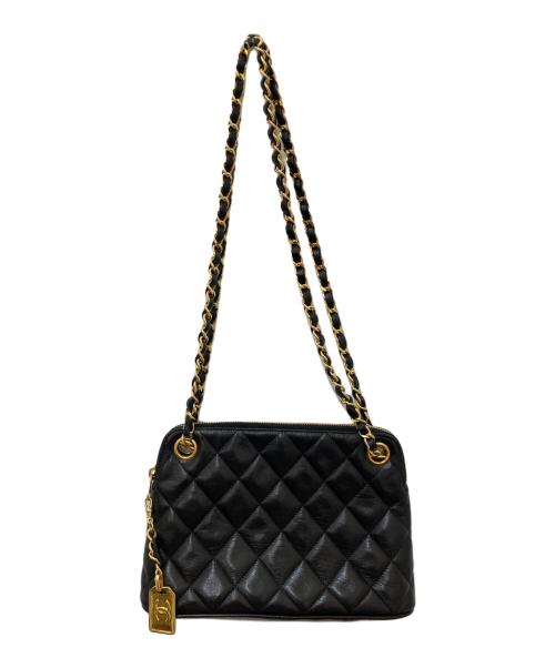 CHANEL（シャネル）CHANEL (シャネル) ラムスキン カンボンプレート チェーンショルダーハンドバッグ　マトラッセショルダーバッグ ブラックの古着・服飾アイテム