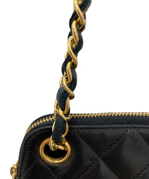 CHANEL（シャネル）CHANEL (シャネル) ラムスキン カンボンプレート チェーンショルダーハンドバッグ　マトラッセショルダーバッグ ブラックの古着・服飾アイテム
