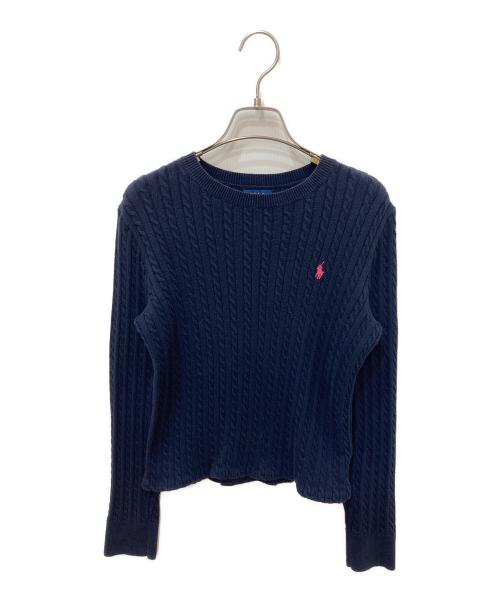 POLO RALPH LAUREN（ポロ・ラルフローレン）POLO RALPH LAUREN (ポロ・ラルフローレン) ポニー刺繍ケーブルニット ネイビー サイズ:XLの古着・服飾アイテム