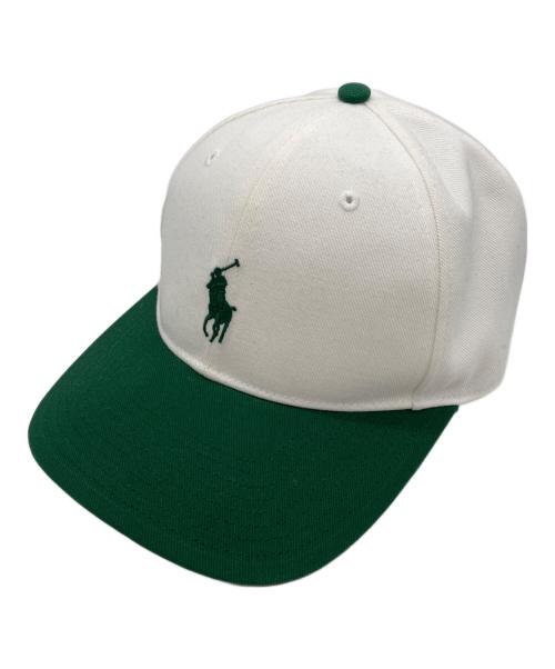 POLO RALPH LAUREN（ポロ・ラルフローレン）POLO RALPH LAUREN (ポロ・ラルフローレン) ハイクラウンツイルボールキャップ ホワイトの古着・服飾アイテム