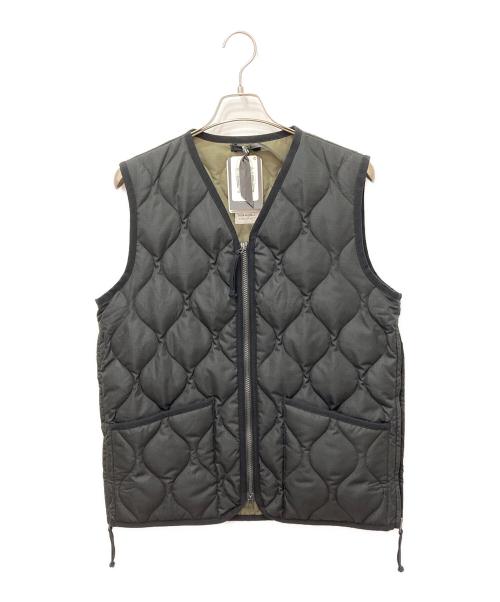 TAION（タイオン）TAION (タイオン) ミリタリー Vネックジップ ダウンベスト ブラック サイズ:Ｌの古着・服飾アイテム