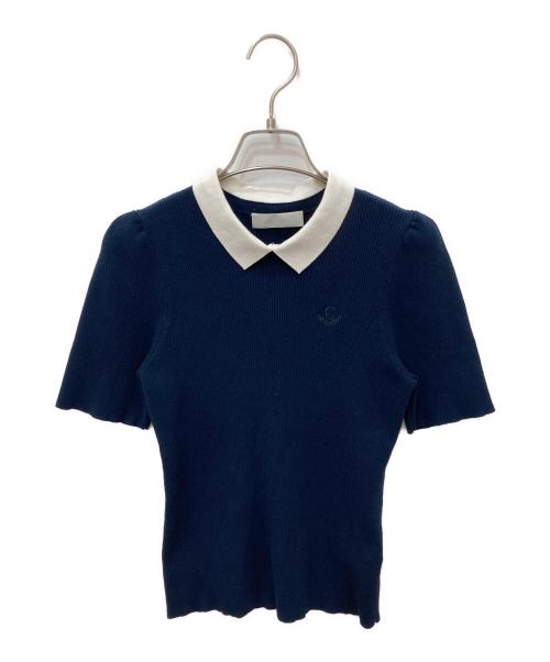 CELFORD（セルフォード）CELFORD (セルフォード) 衿付ニットプルオーバー ネイビー サイズ:Fの古着・服飾アイテム