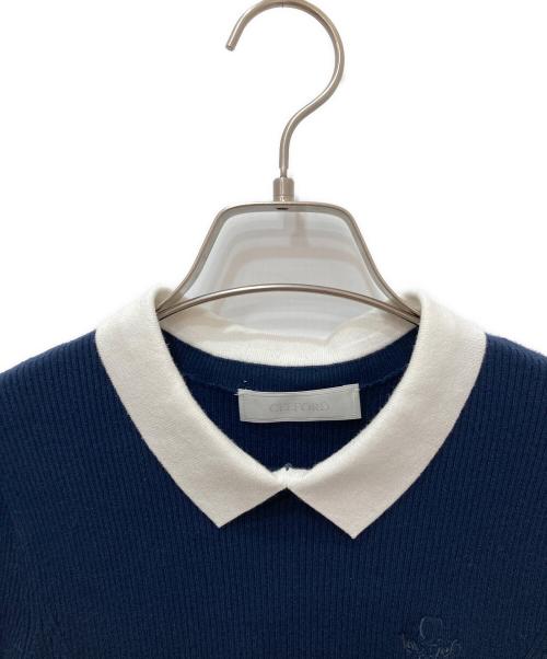 CELFORD（セルフォード）CELFORD (セルフォード) 衿付ニットプルオーバー ネイビー サイズ:Fの古着・服飾アイテム