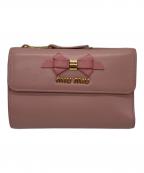 MIU MIUミュウミュウ）の古着「リボン三つ折り財布」｜ピンク