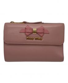 MIU MIU（ミュウミュウ）の古着「リボン三つ折り財布」｜ピンク