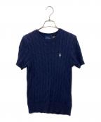 POLO RALPH LAURENポロ・ラルフローレン）の古着「ショートスリーブケーブルニット」｜ネイビー