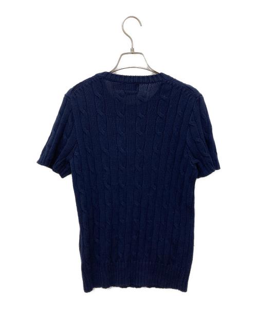 POLO RALPH LAUREN（ポロ・ラルフローレン）POLO RALPH LAUREN (ポロ・ラルフローレン) ショートスリーブケーブルニット ネイビー サイズ:Mの古着・服飾アイテム